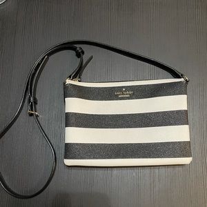 Kate Spade Black White Stripe Crossbody Purse
